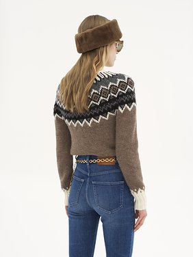 Mock-neck fitted sweater in Fair Isle wool knit Wool light Fair Isle
Brown & Beige Top view of the product