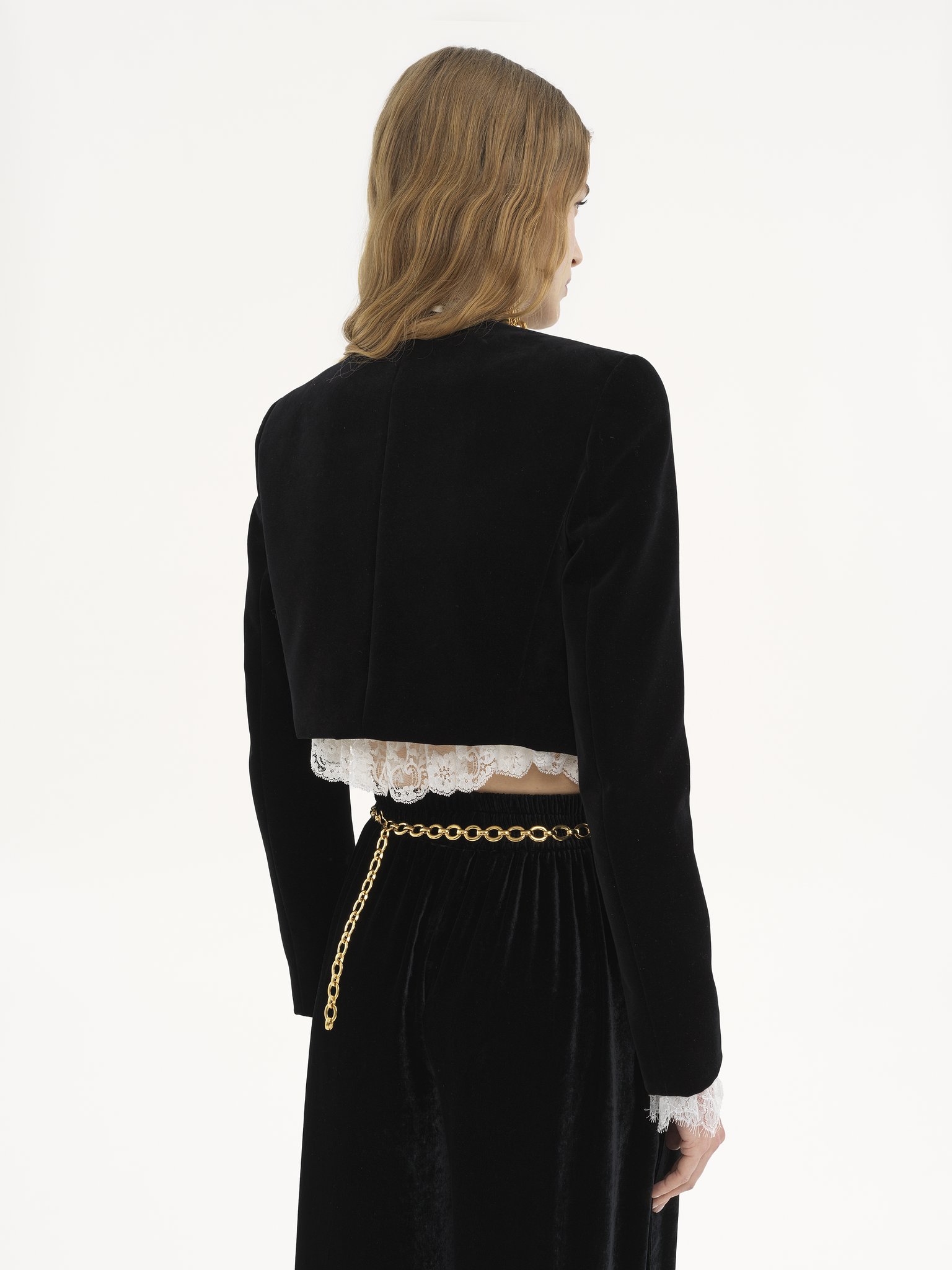 Scalloped Spencer jacket in velvet Soft cotton velvet
Black Top view of the product