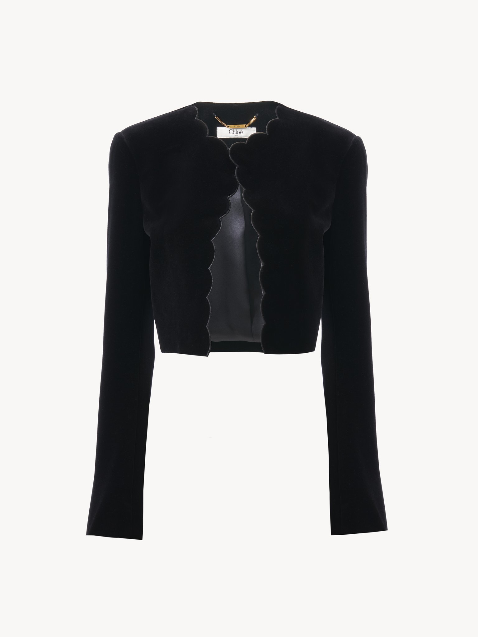 Scalloped Spencer jacket in velvet Soft cotton velvet
Black