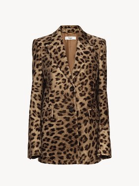 Tailored jacket in leopard-print velvet Leopard print on cotton velvet
Worn Brown