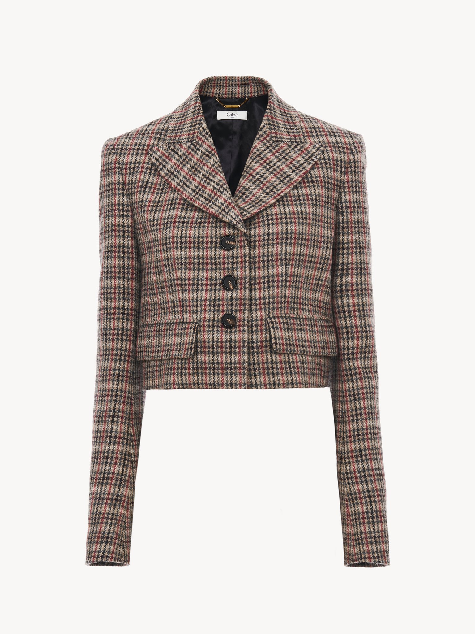 Cropped Spencer jacket in houndstooth wool Lower-impact houndstooth wool
Beige Multicolor