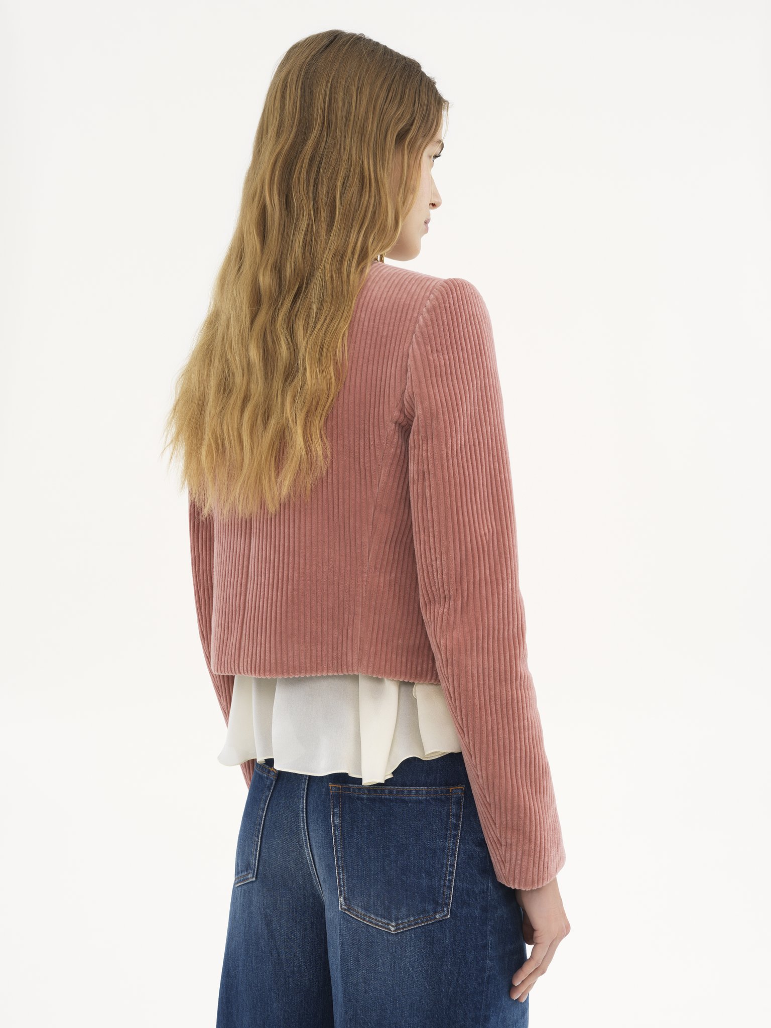 Cropped boxy jacket in velvet Large cotton corduroy
Wild Pink 