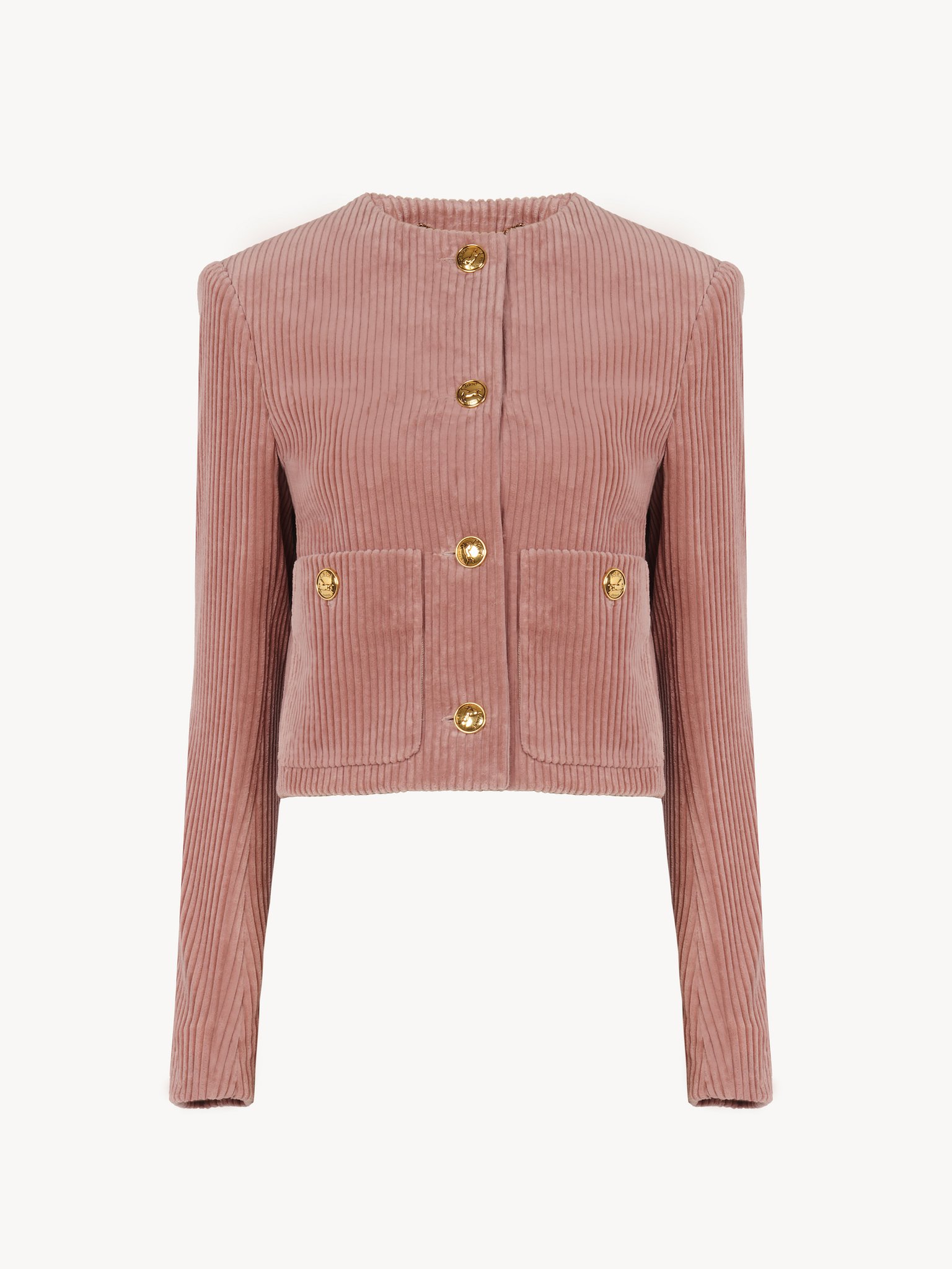 Cropped boxy jacket in velvet Large cotton corduroy
Wild Pink