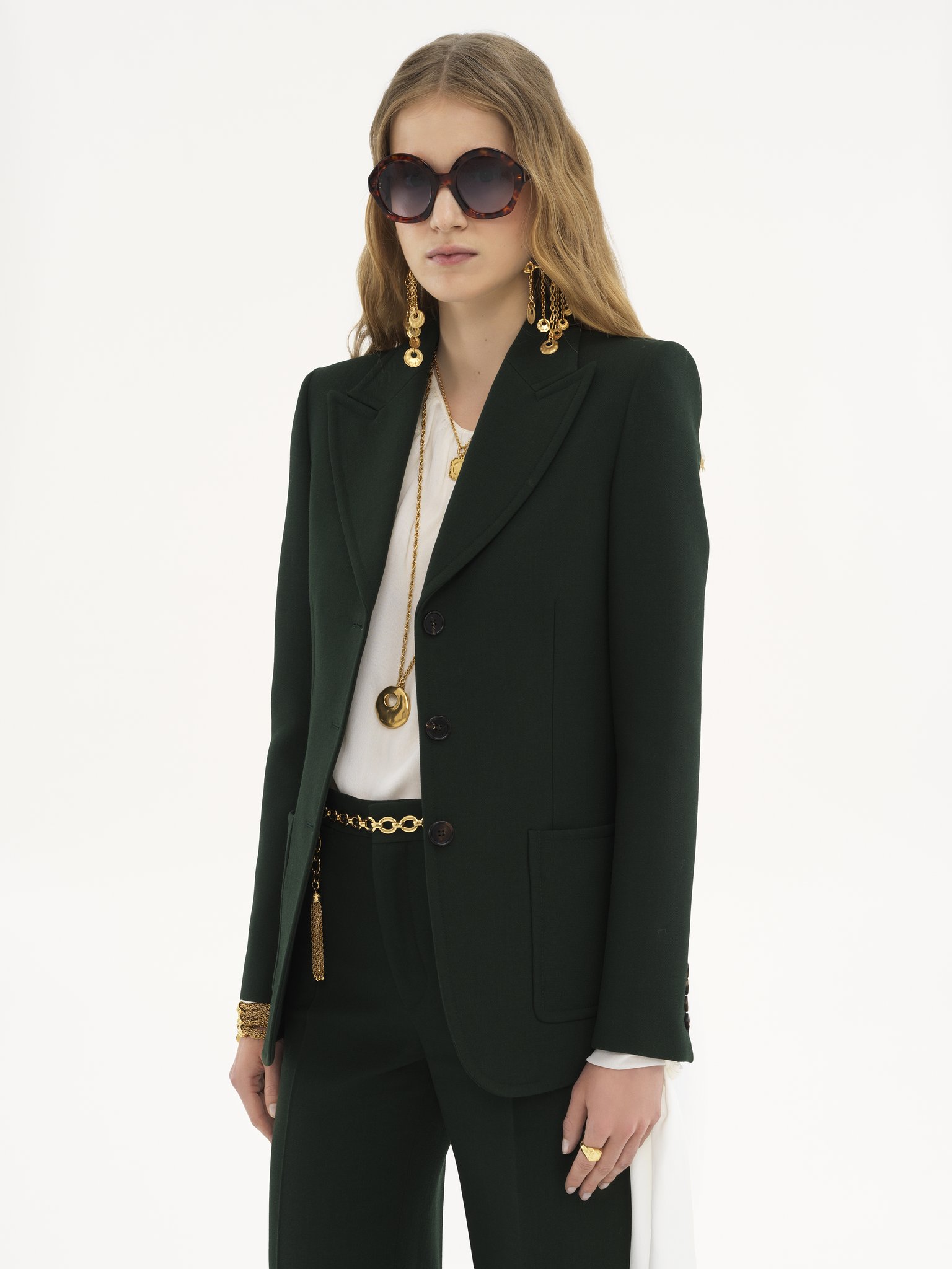 Tailored jacket in wool crêpe Lower-impact wool crêpe
Nightfall Green Product detail