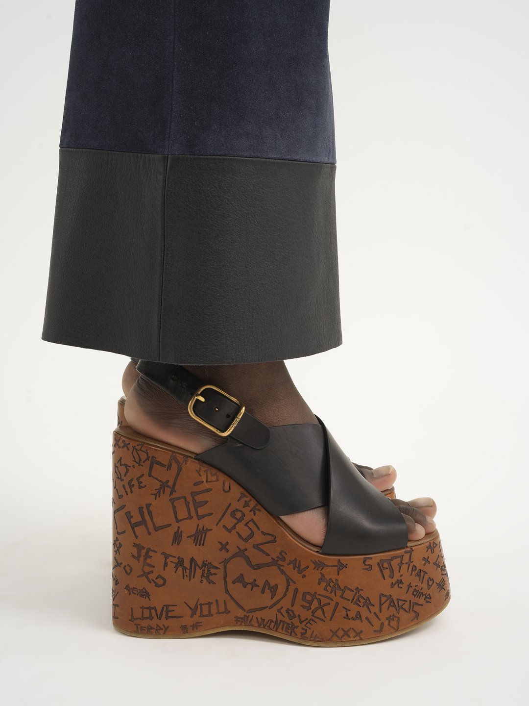 Chloe Black Maxime Wedge Sandals