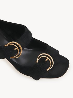 Alizè heeled sandal Split suede cowhide
Black Top view of the product