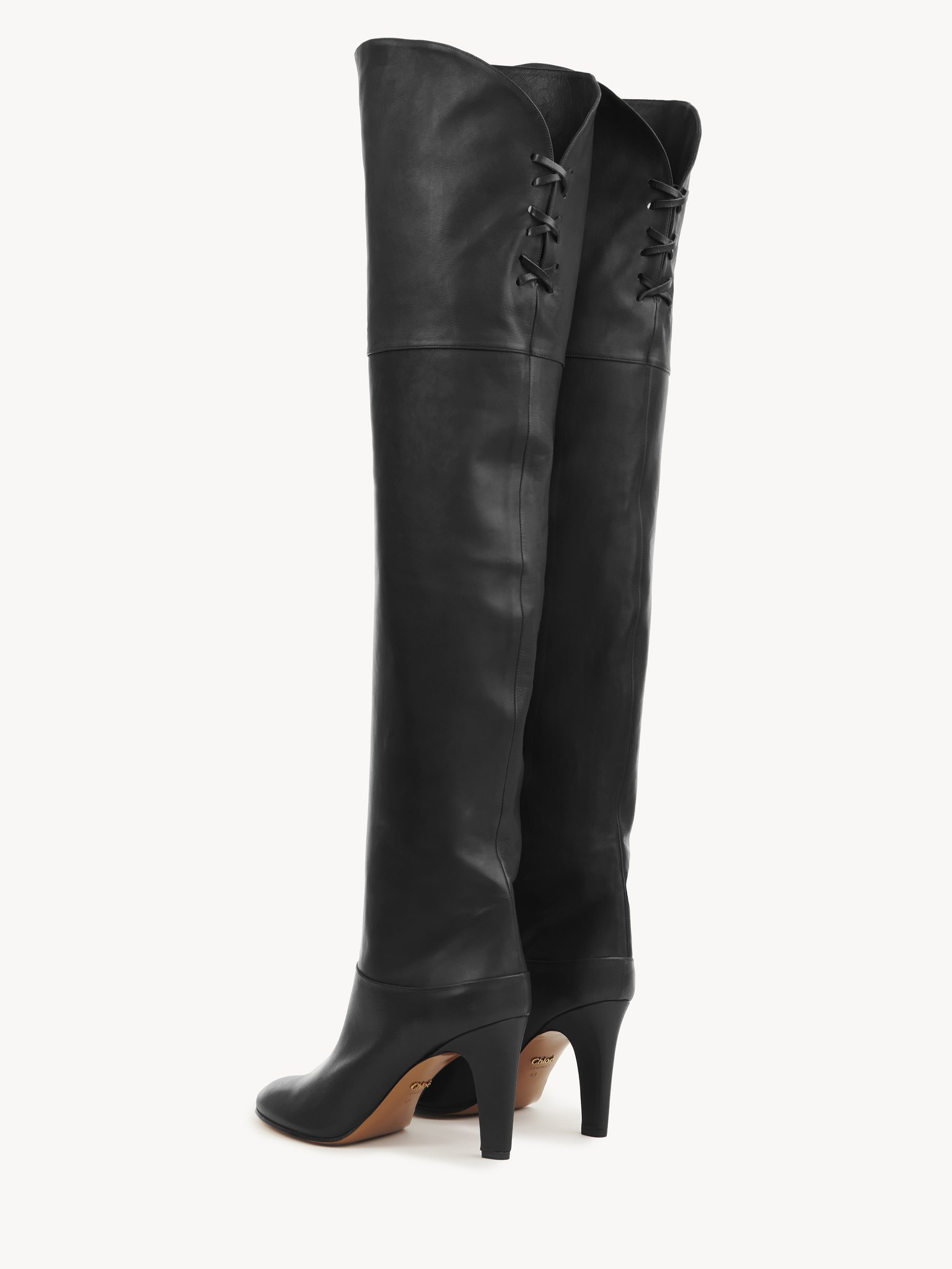 Eve over-the-knee boot Shiny calfskin
Black Front view of the product being worn