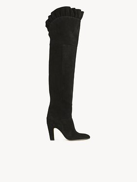 Eve thigh high boot Split suede cowhide
Black