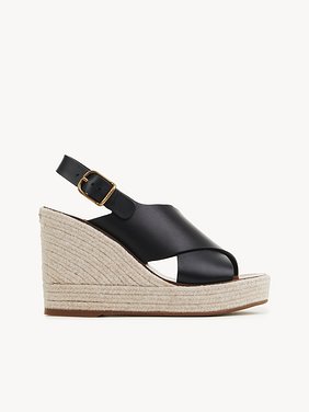 Pary wedge espadrille Semi-shiny cowhide
Black