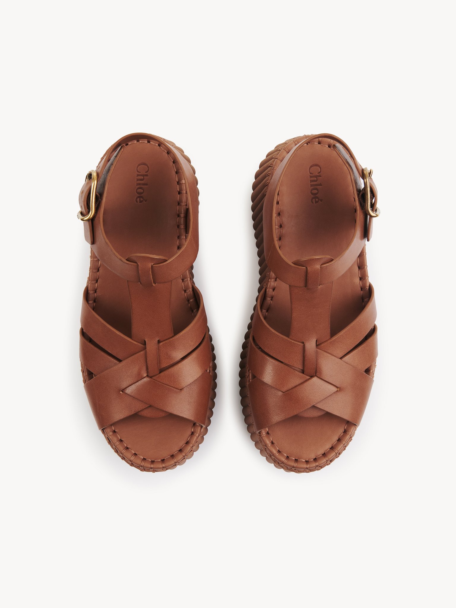 Nama wedge sandal Smooth cowhide
Ginger Brown Top view of the product