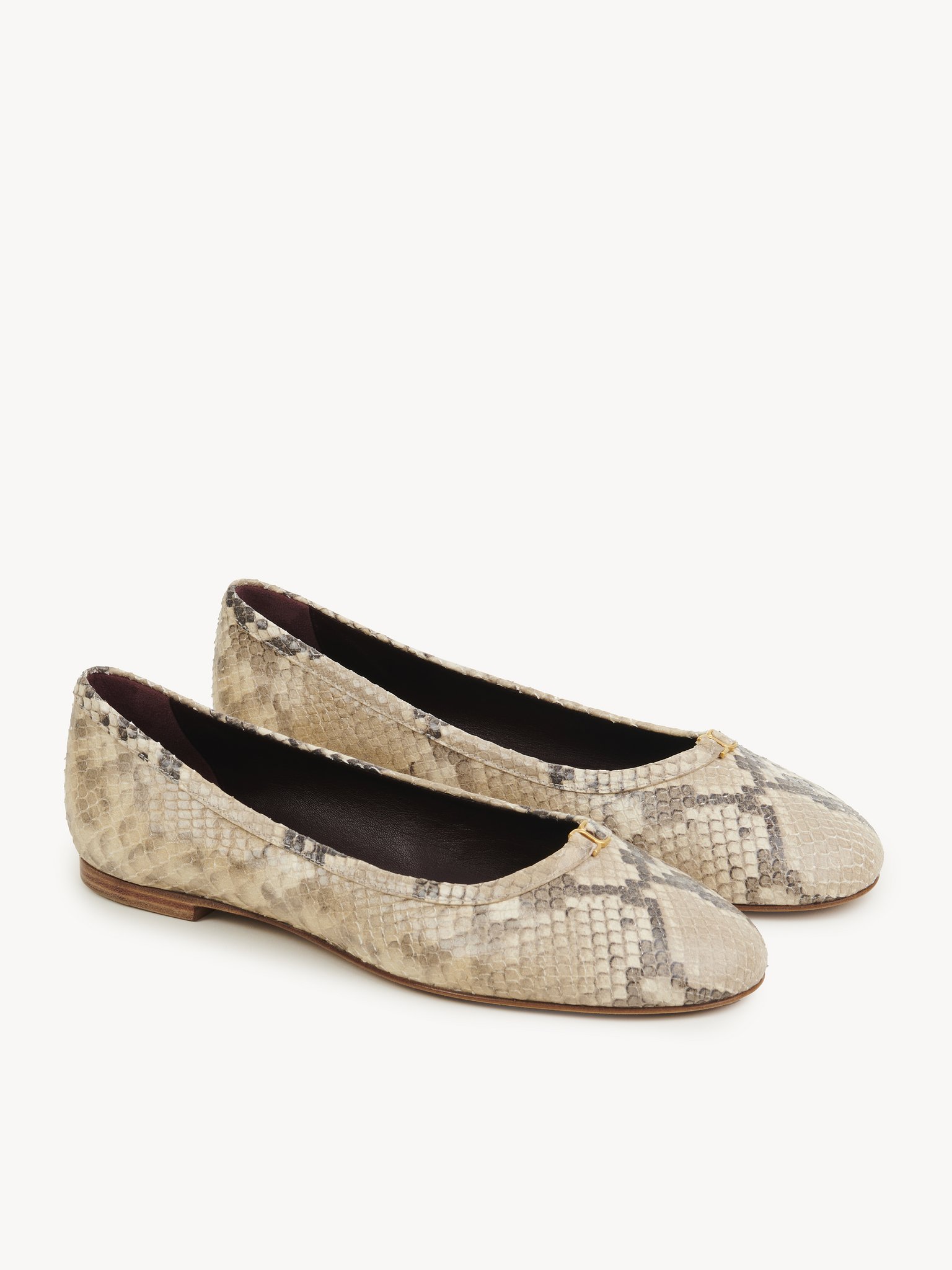 Marcie ballerina Python-print goatskin
Misty Beige Product detail