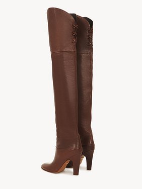 Eve thigh high boot Vintage-effect calfskin
Sooty Brown Front view of the product being worn