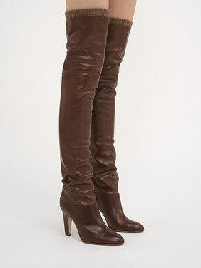 Eve thigh high boot Vintage-effect calfskin
Sooty Brown Back view of the product