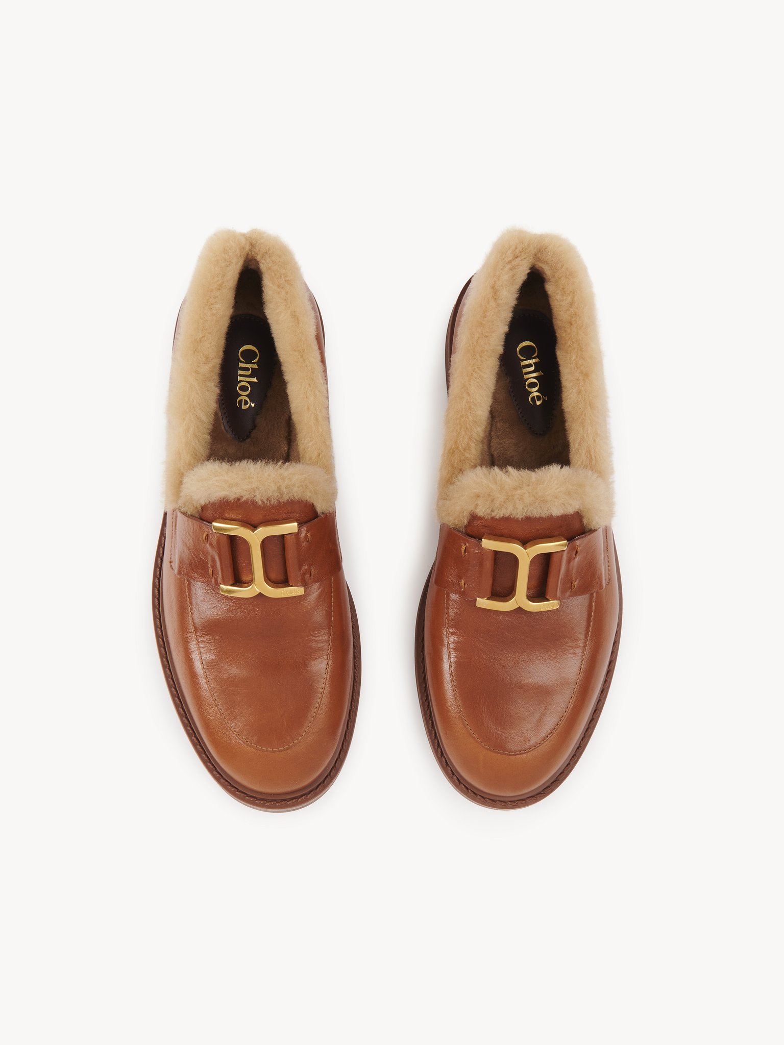 Marcie loafer Calfskin with shearling
Cognac Brown Top view of the product