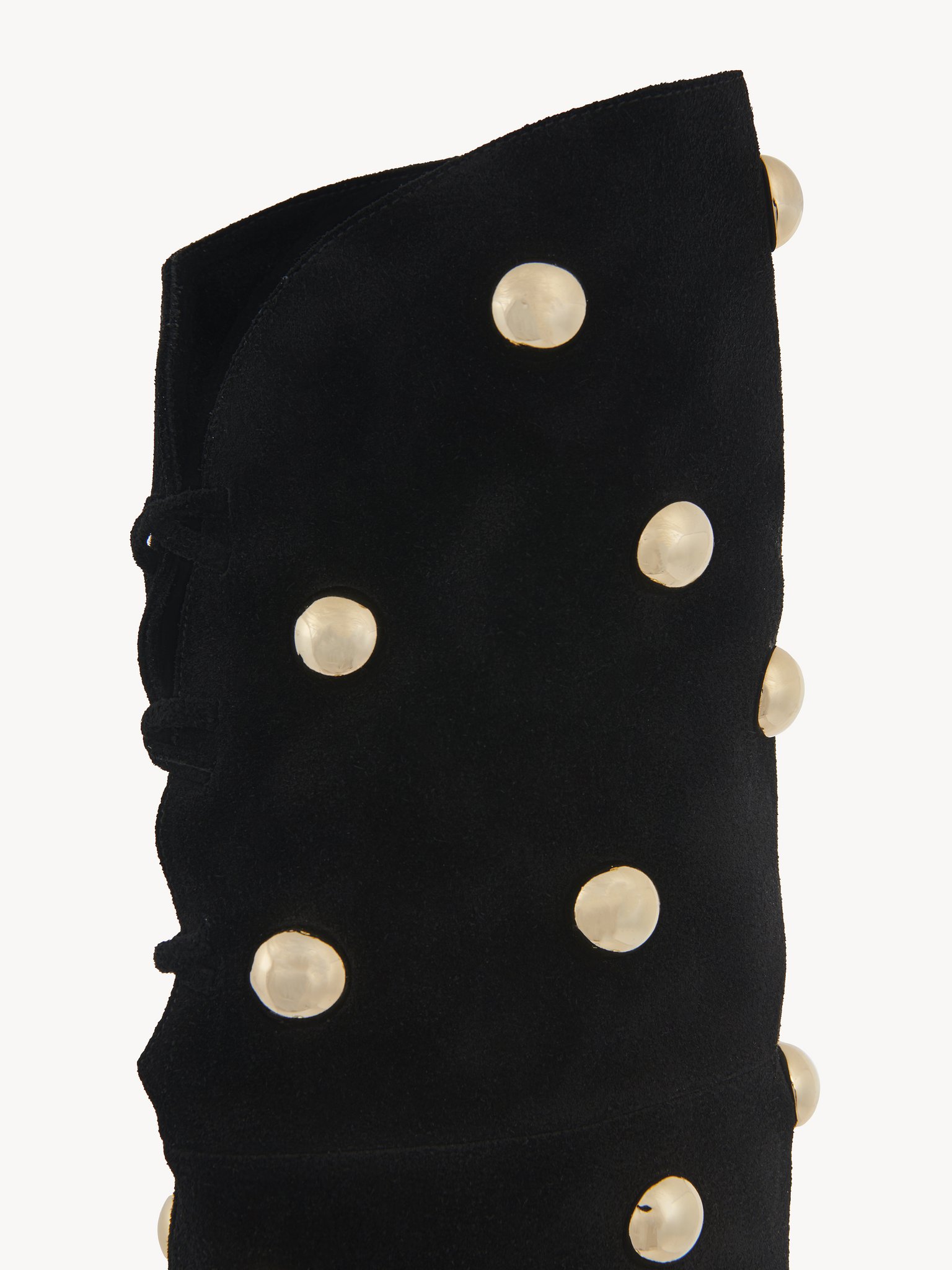 Eve thigh high boot Suede calfskin with oversized studs
Black 