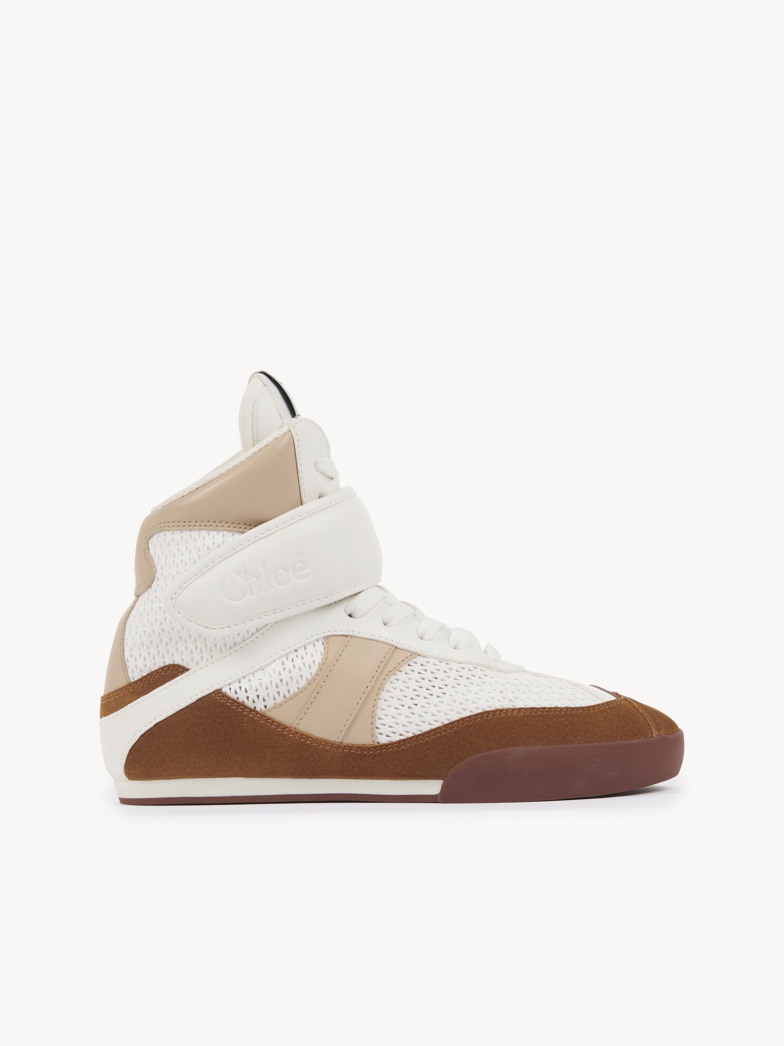 Chloé Kick high-top sneaker Mesh & calfskin
Natural Brown