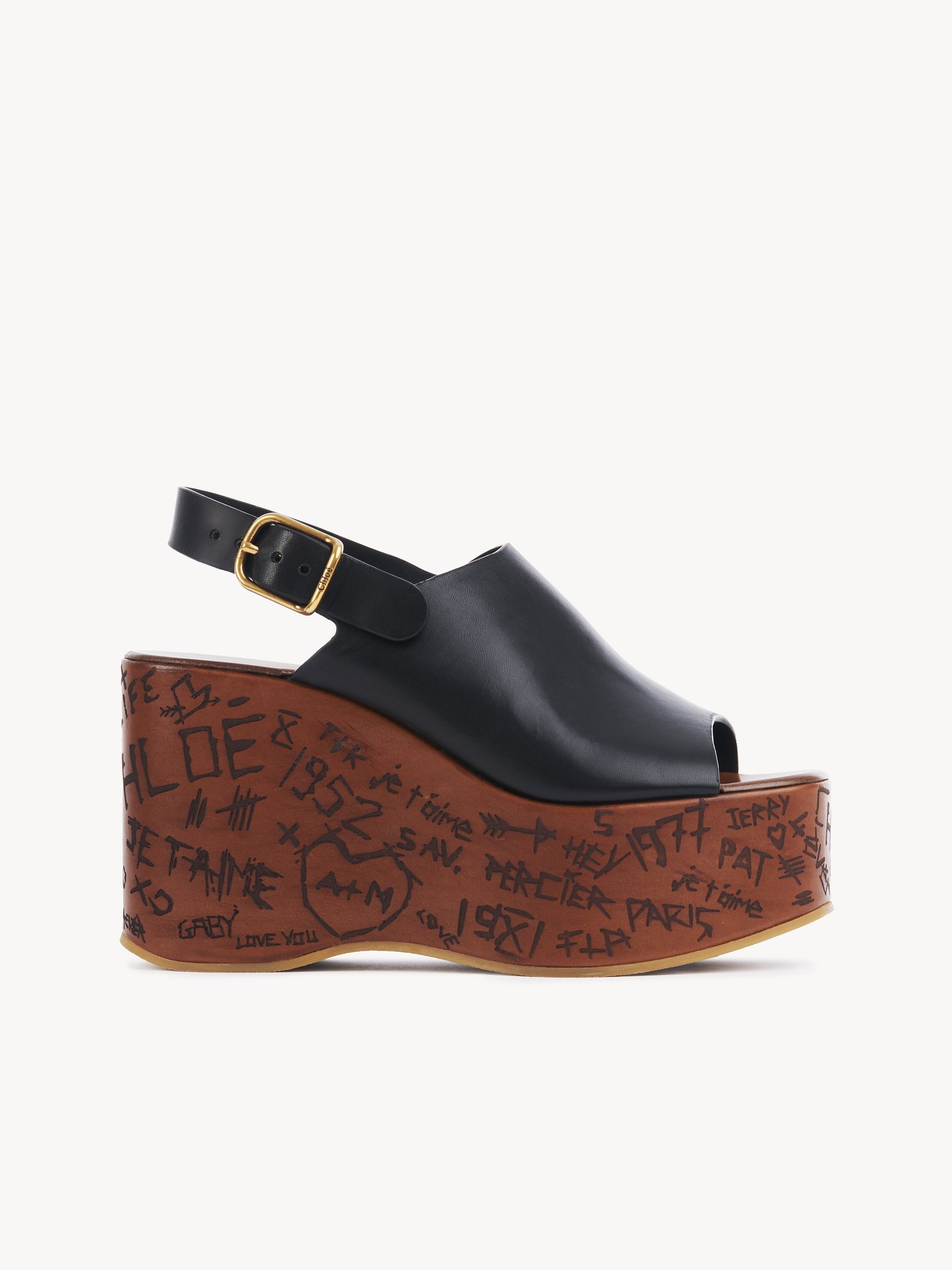 Maxime wedge sandal Vegetable-tanned calfskin
Black