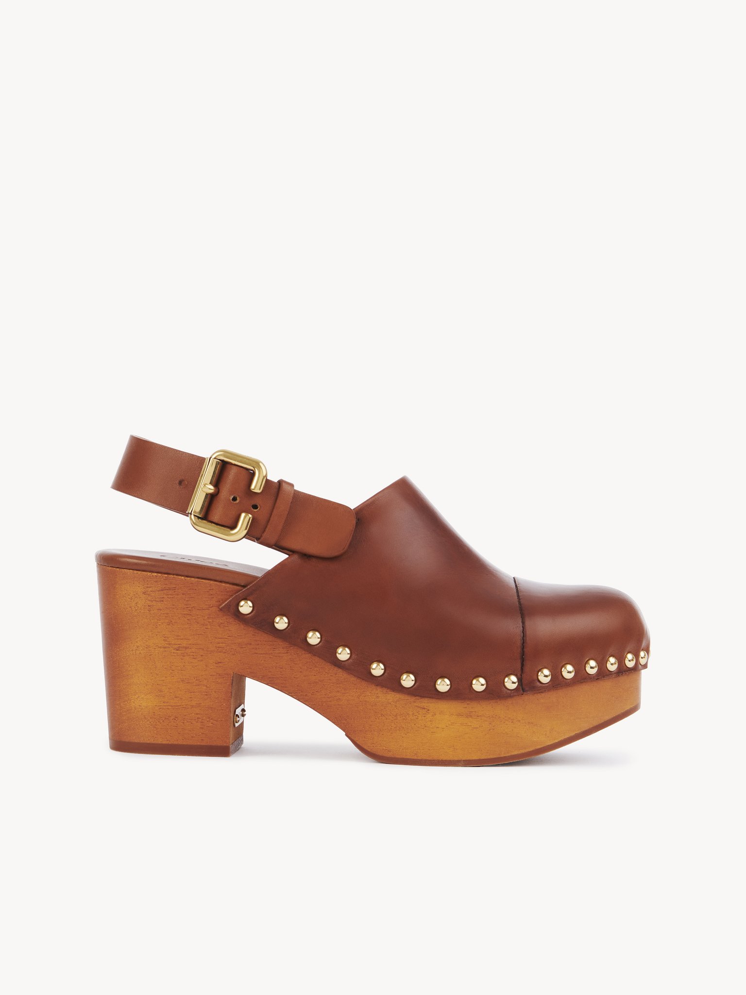 Jeannette wedge clog Shiny calfskin
Ginger Brown