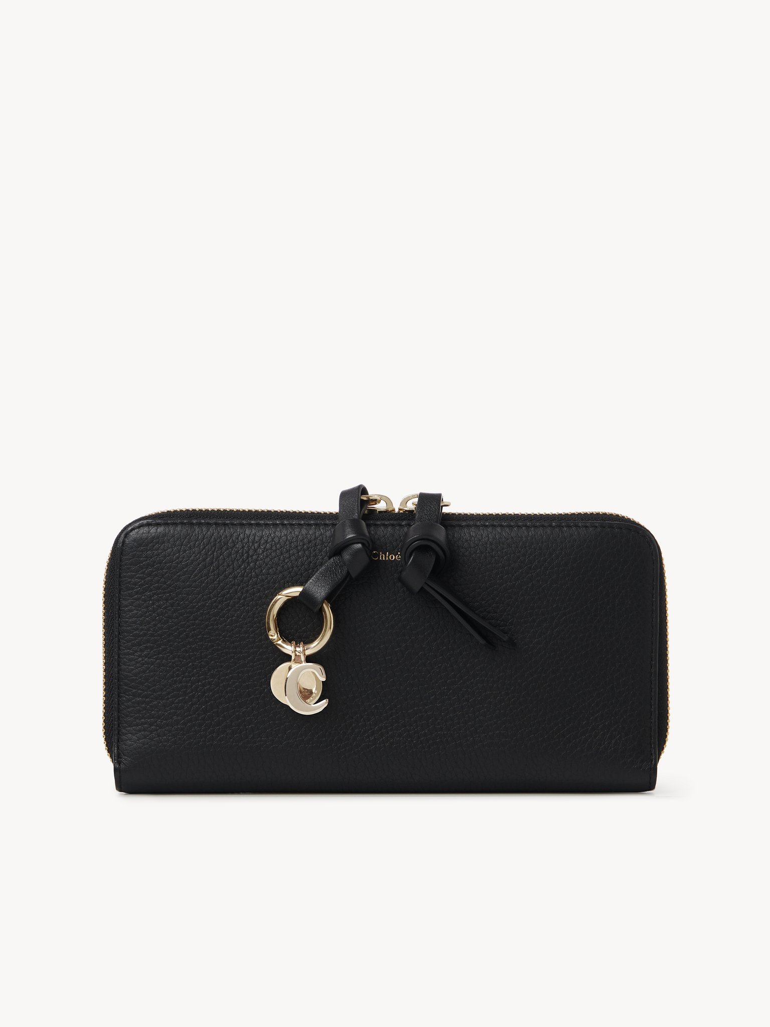 Alphabet zipped long wallet in grained leather Grained & shiny calfskin
Black