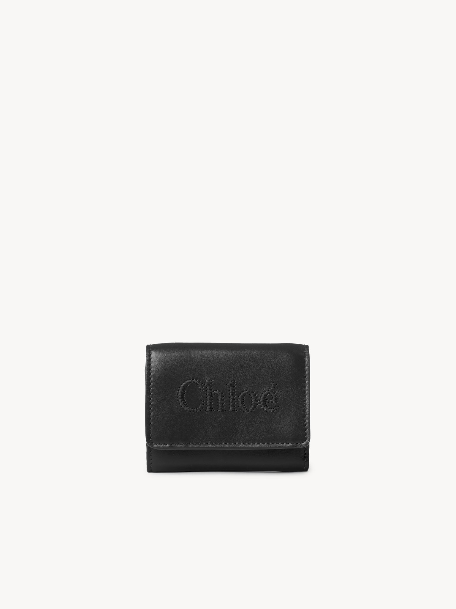 Mini Chloé Sense tri-fold in soft leather Shiny calfskin
Black