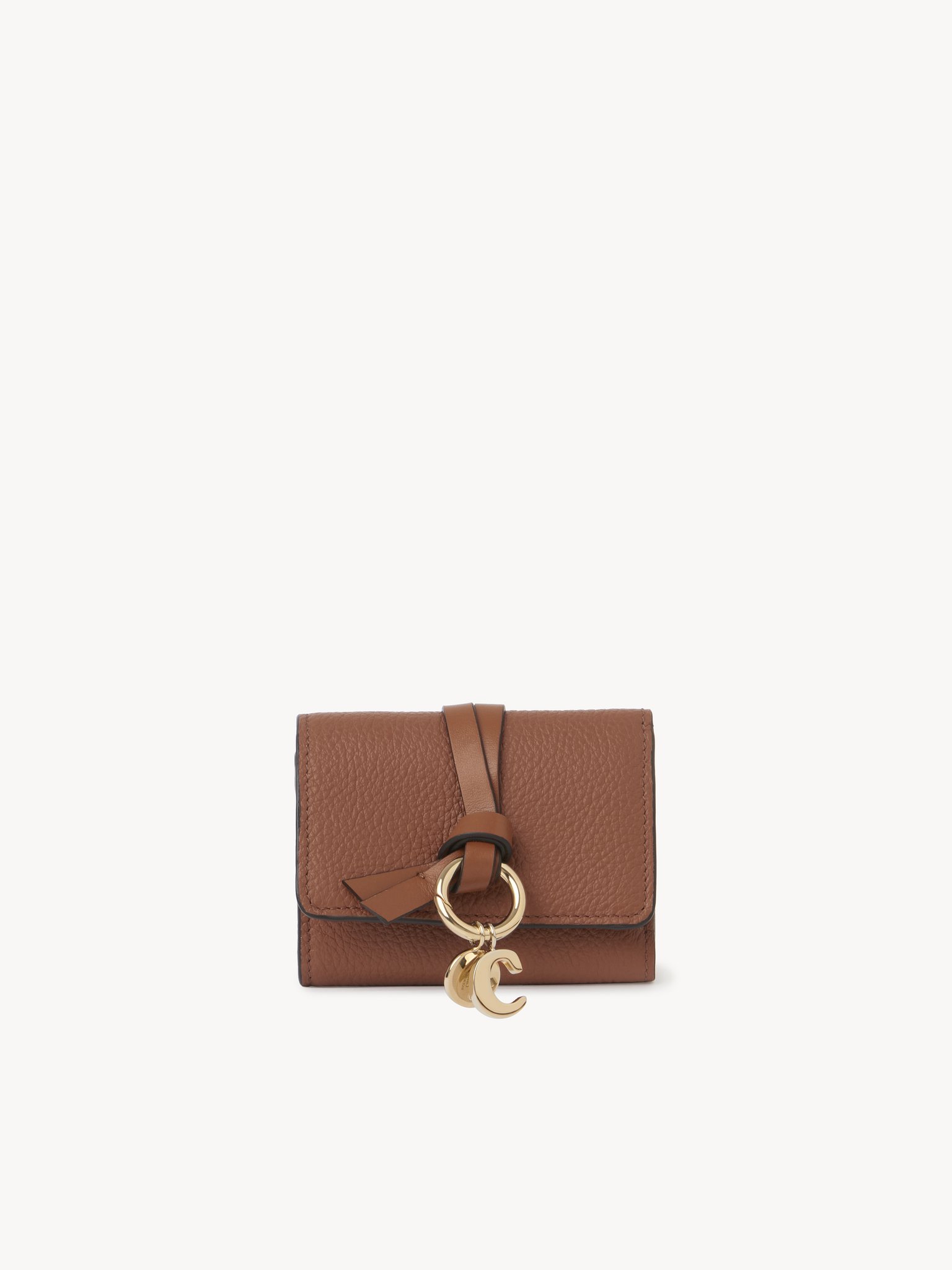 Mini Alphabet tri-fold in grained leather Grained & shiny calfskin
Tan