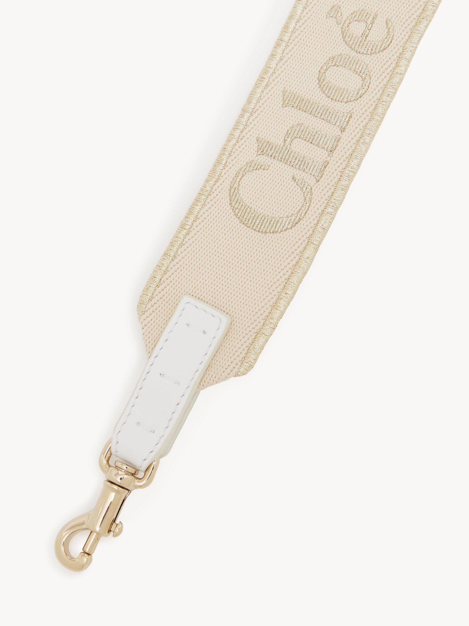 Adjustable strap in canvas Canvas with lurex Chloé logo embroidery
Gold Product detail