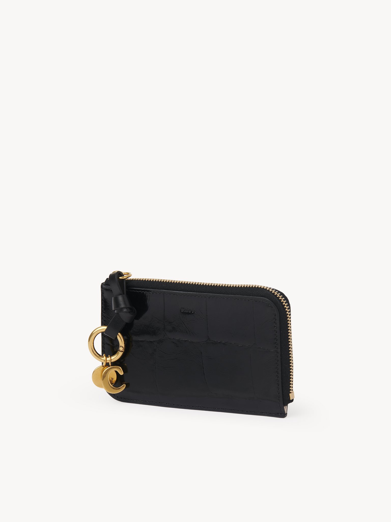 Alphabet wallet in croco-effect leather Croco-effect calfskin
Black Back view of the product