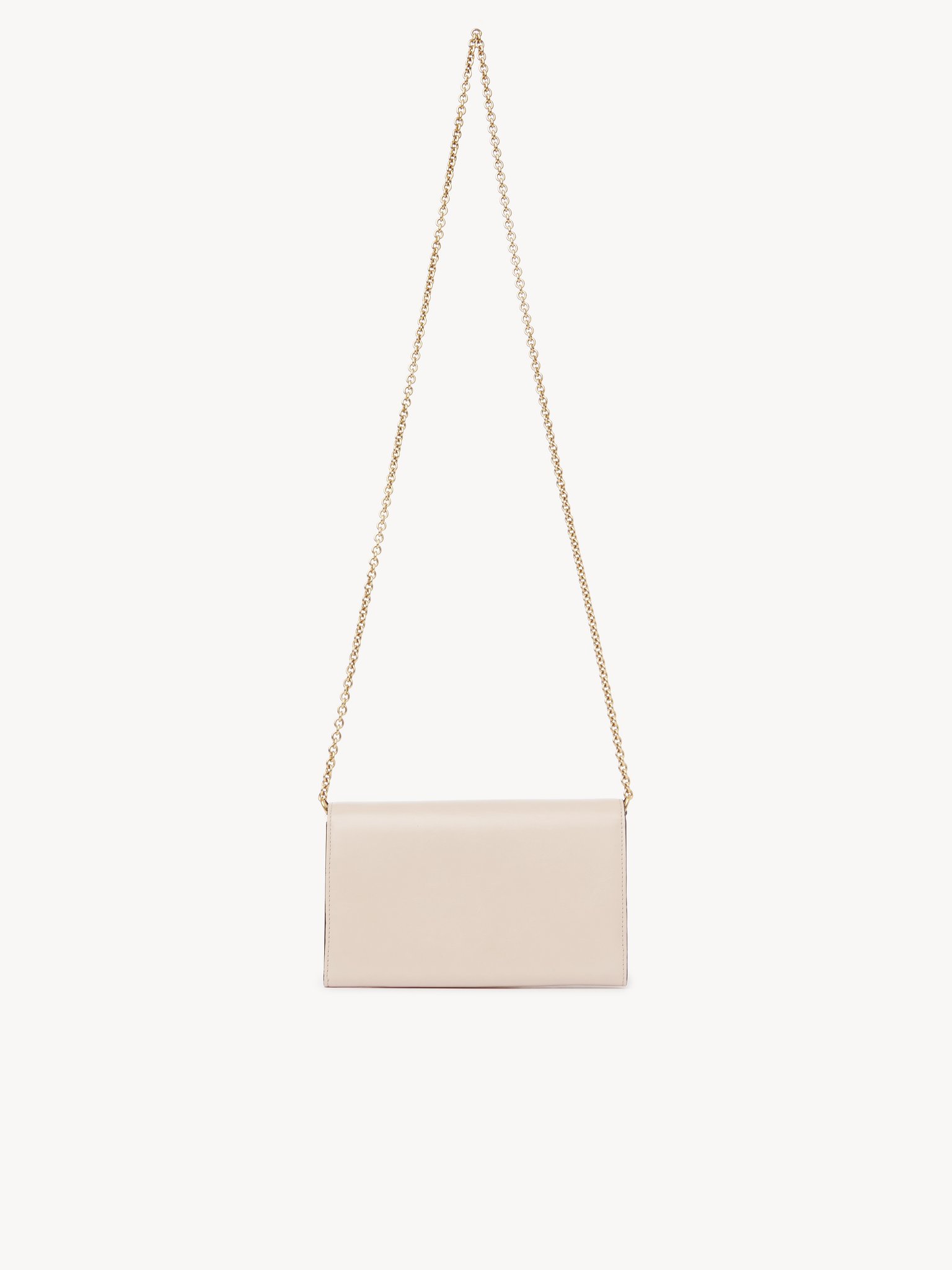 Chloé Iconic flap wallet on chain in shiny leather Shiny calfskin
Cement Pink Top view of the product