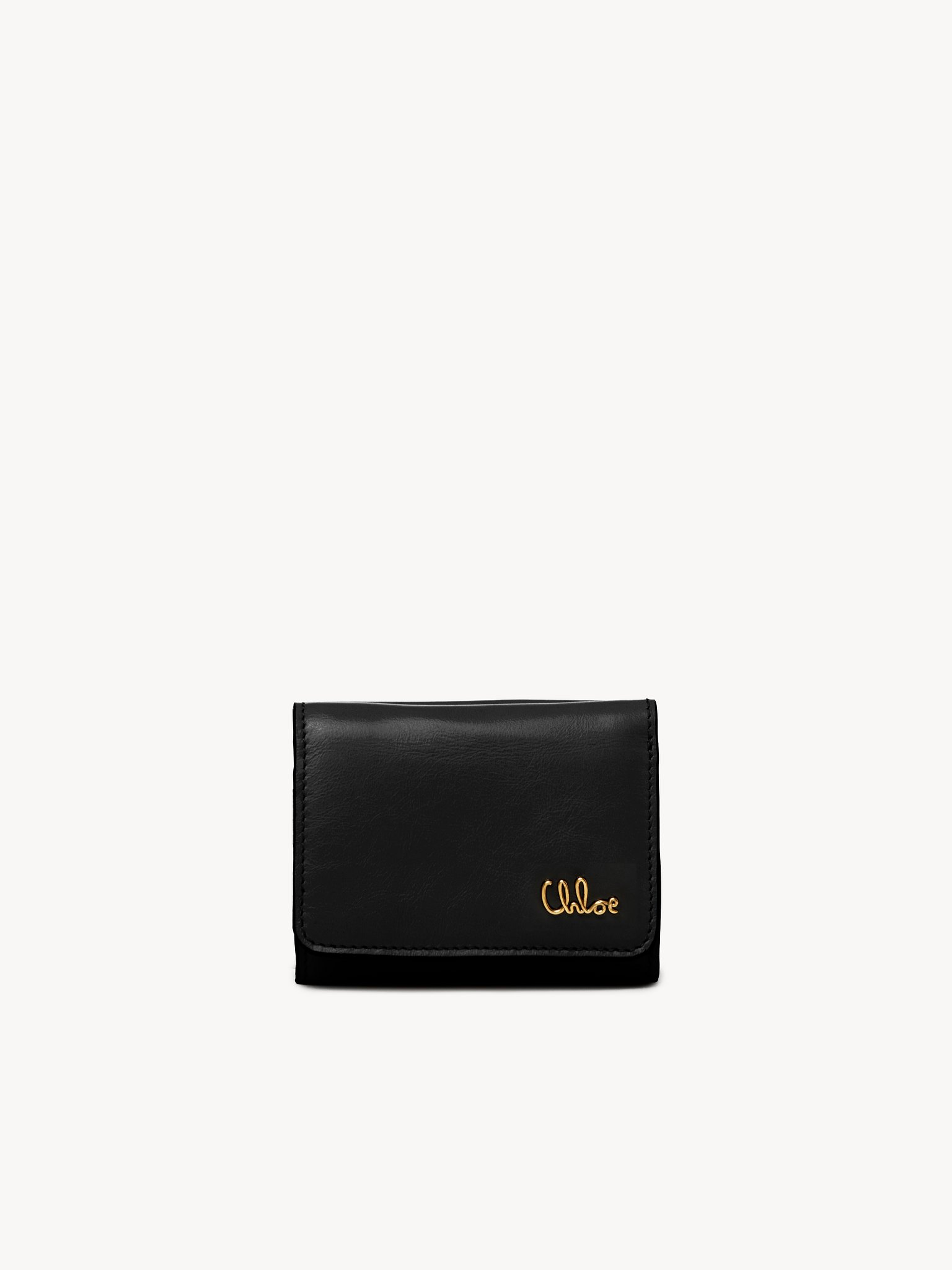 Mini Chloé Iconic tri-fold in shiny leather Shiny calfskin
Black