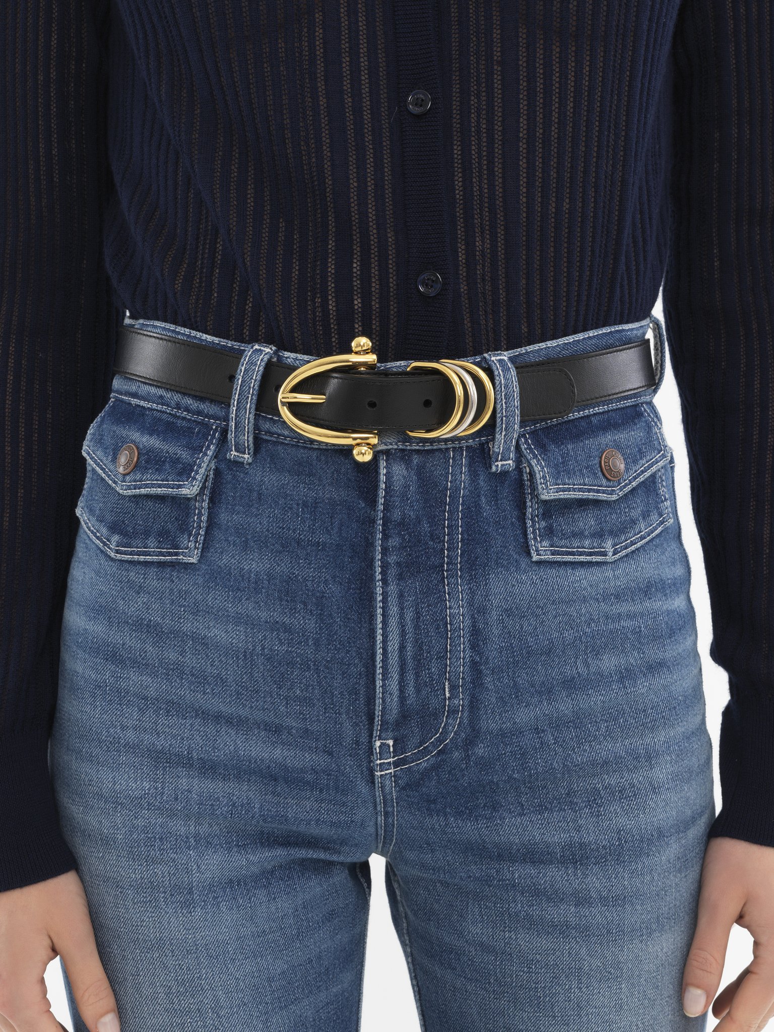 The Chloé Bracelet belt Soft calfskin & brass
Black Back view of the product