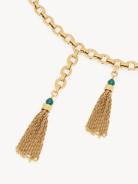 The Chloé Pompoms belt Brass & crystal glass
Vintage Gold Product detail