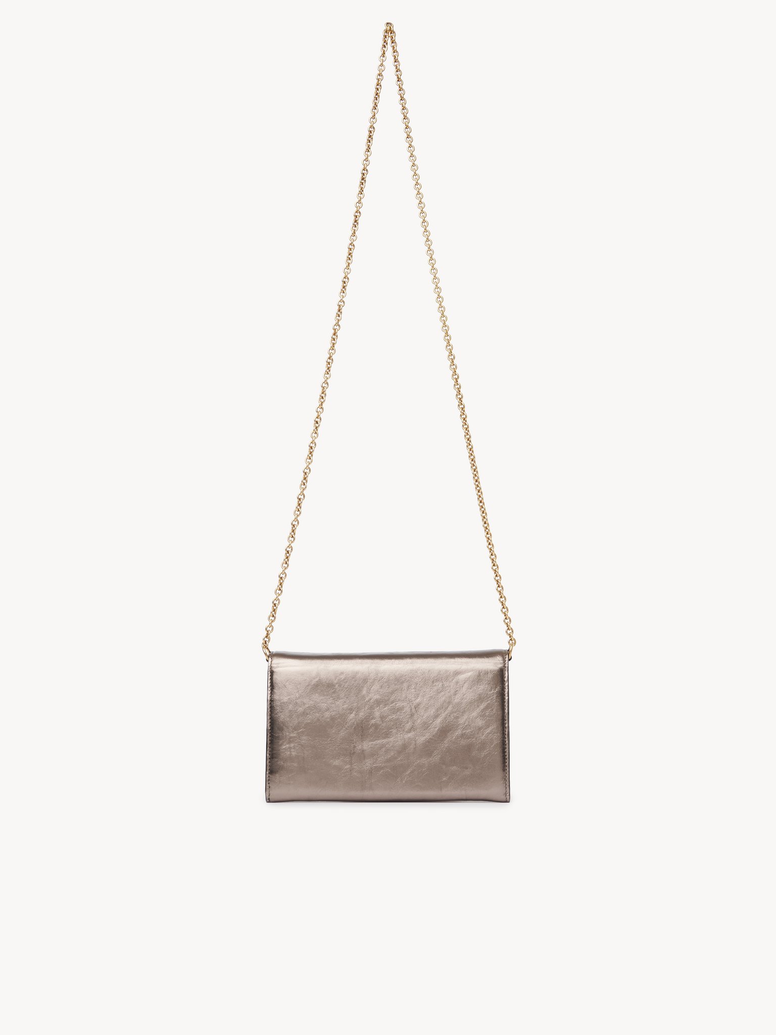 Chloé Iconic flap wallet on chain in metallised leather Metallized calfskin
Shiny Grey Top view of the product