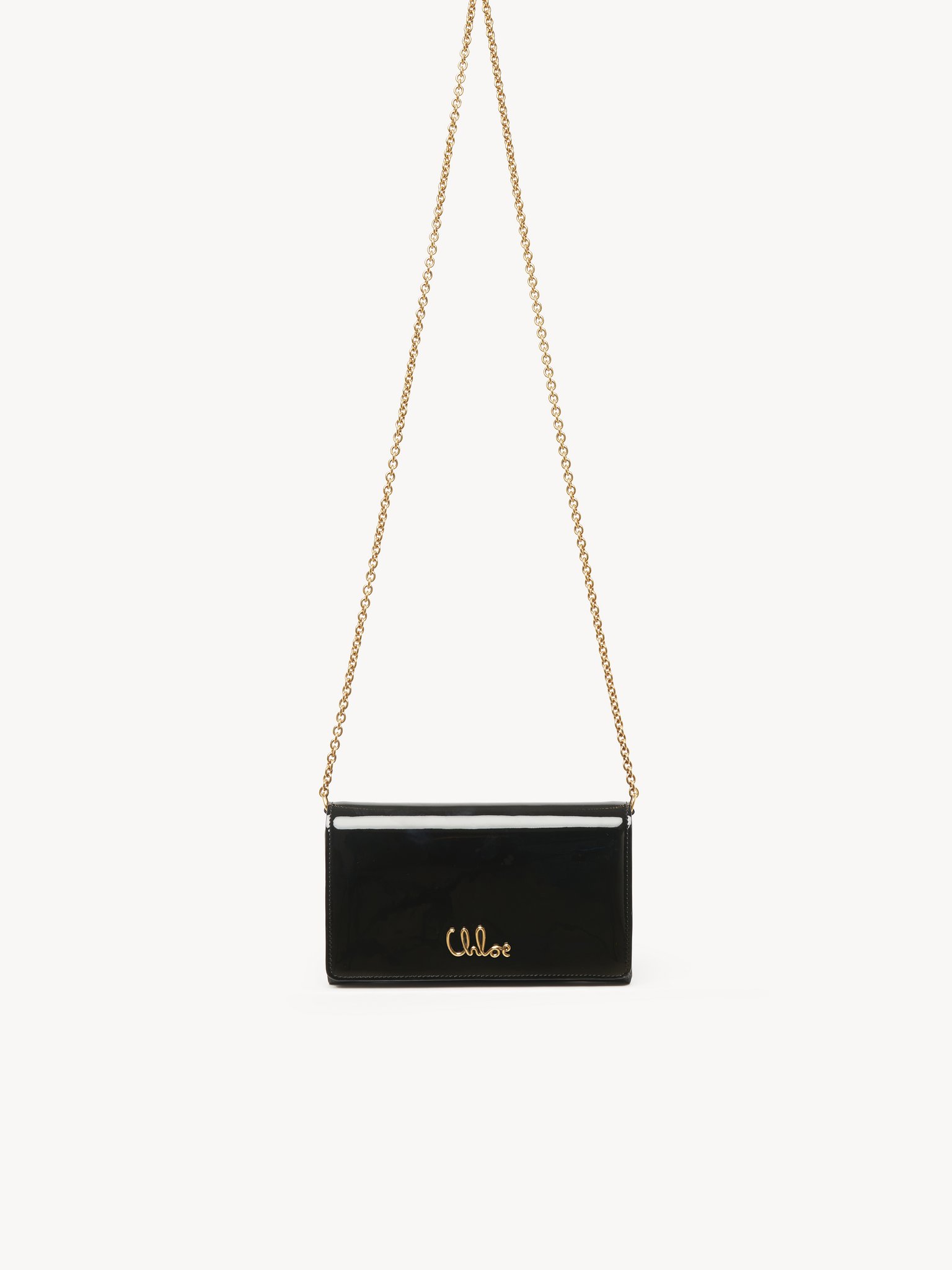 Chloé Iconic flap wallet on chain in patent leather Patent calfskin
Black