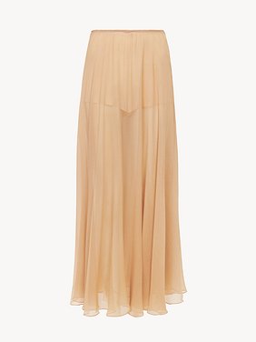 Fluid long skirt in silk mousseline Organic silk mousseline
Cheek