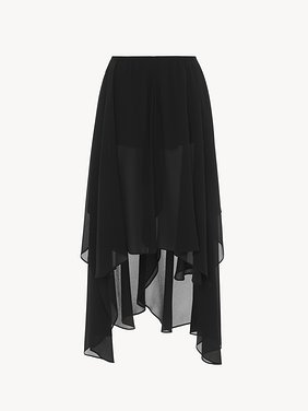 Fluid volant shorts in silk georgette Silk georgette
Black