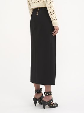 Midi skirt in wool grain de poudre Lower-impact stretch wool grain de poudre
Black Top view of the product