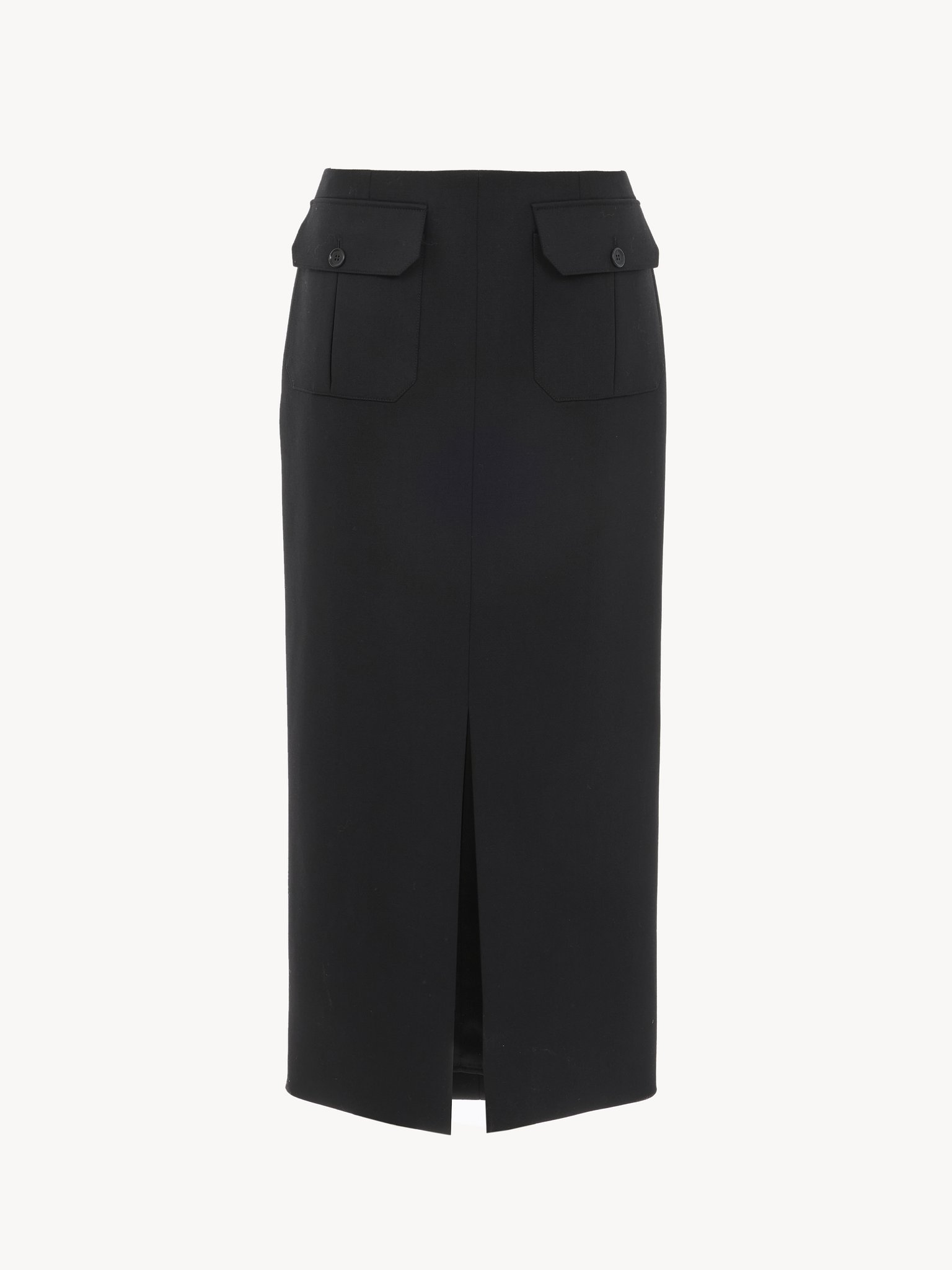 Midi skirt in wool grain de poudre Lower-impact stretch wool grain de poudre
Black