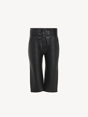 Lace-up capri pants in leather Classic nappa leather
Black