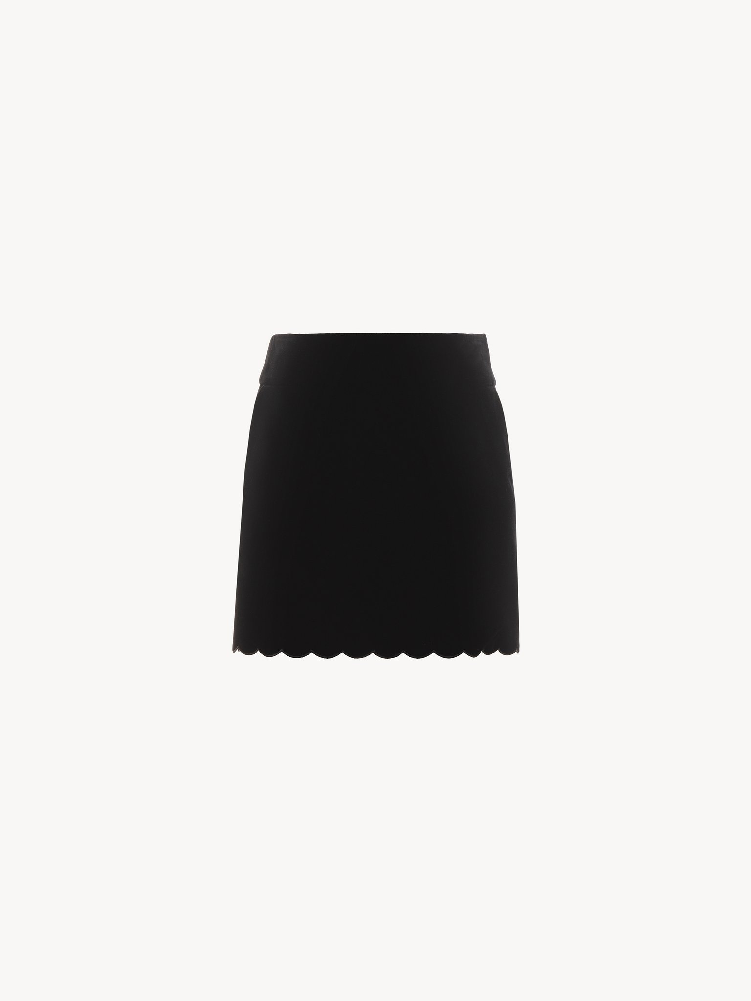 Scalloped mini skirt in velvet Soft cotton velvet
Black