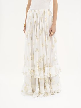 Fluid maxi skirt in silk jacquard & lurex Silk lurex roses jacquard
Coconut Milk Product detail