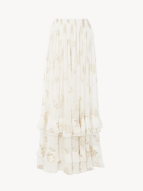 Fluid maxi skirt in silk jacquard & lurex Silk lurex roses jacquard
Coconut Milk