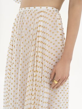 Gathered maxi skirt in silk jacquard & lurex Light silk lurex dots jacquard
Snow White 