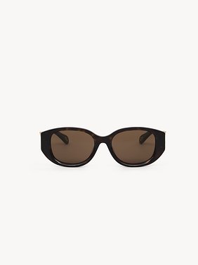 Marcie sunglasses Dark Havana lower-impact acetate & bio-based nylon 
Brown lenses Back view of the product