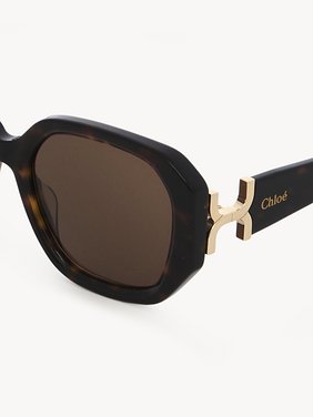 Marcie sunglasses Dark Havana lower-impact acetate & bio-based nylon 
Brown lenses Top view of the product