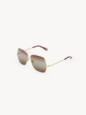 Aly sunglasses Gold metal & bio-based nylon
Gradient dark brown, gray & khaki lenses