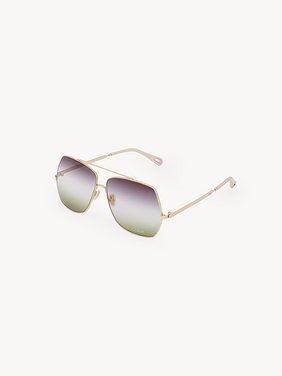 Aly sunglasses Gold metal & bio-based nylon
Gradient violet, crystal & green lenses