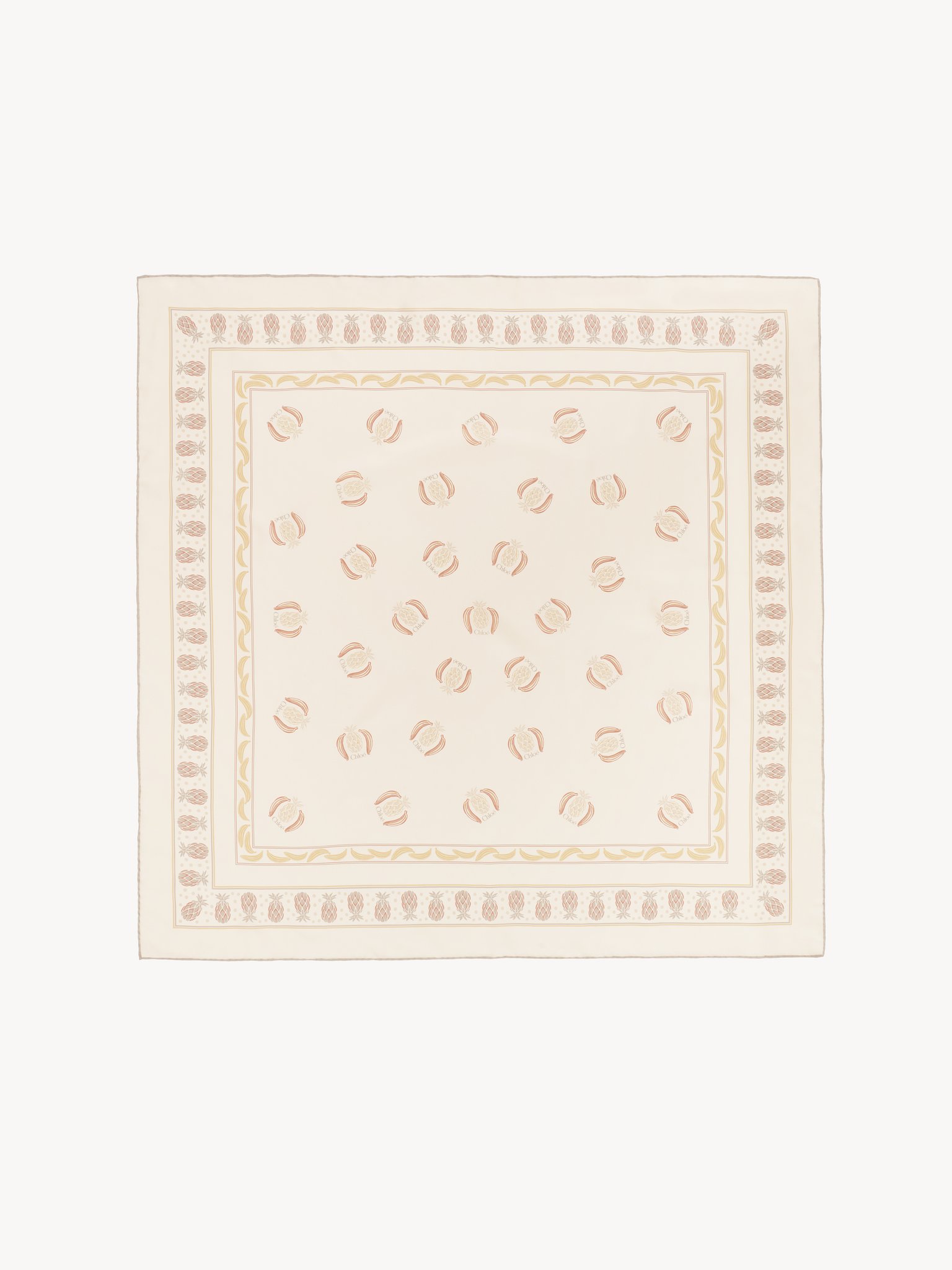 The Chloé Bananas square scarf in silk Organic silk
Beige & Orange