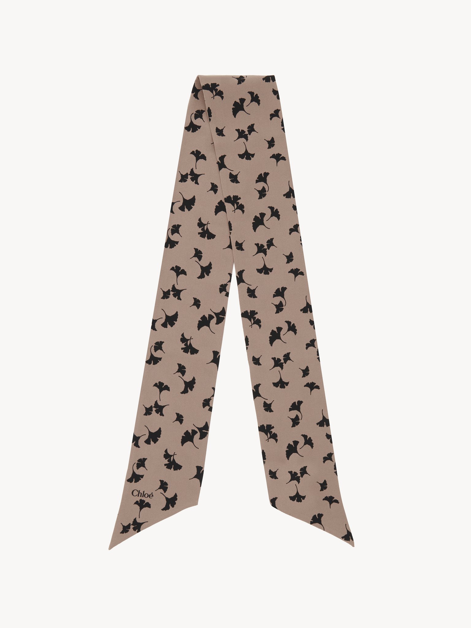 Ginkgo bandeau scarf in silk Ginkgo Homage print on organic silk crêpe
Beige & Brown