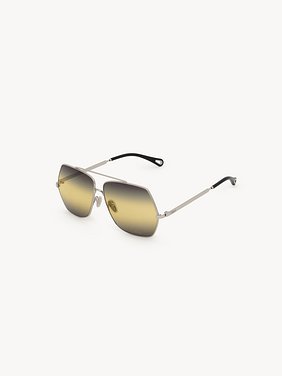 Aly sunglasses Metal & bio-based nylon
Shiny silver, gradient black, yellow & gray lenses