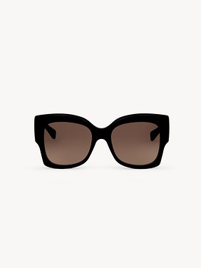 Gayia sunglasses Recycled acetate & bio-based nylon
Shiny Dark Havana, solid brown lenses Back view of the product